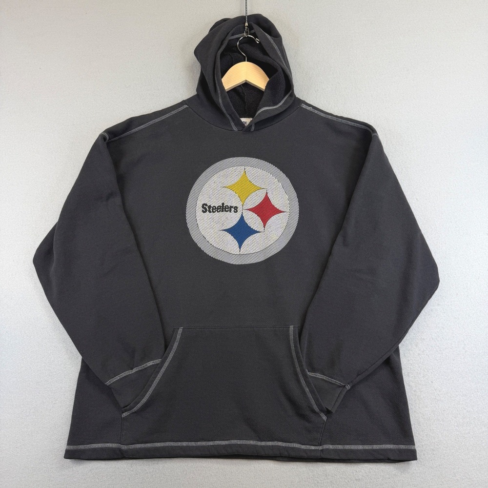 Vintage VF Imagewear NFL Pittsburgh Steelers Hoodie Mens XL Gray Print Logo USA